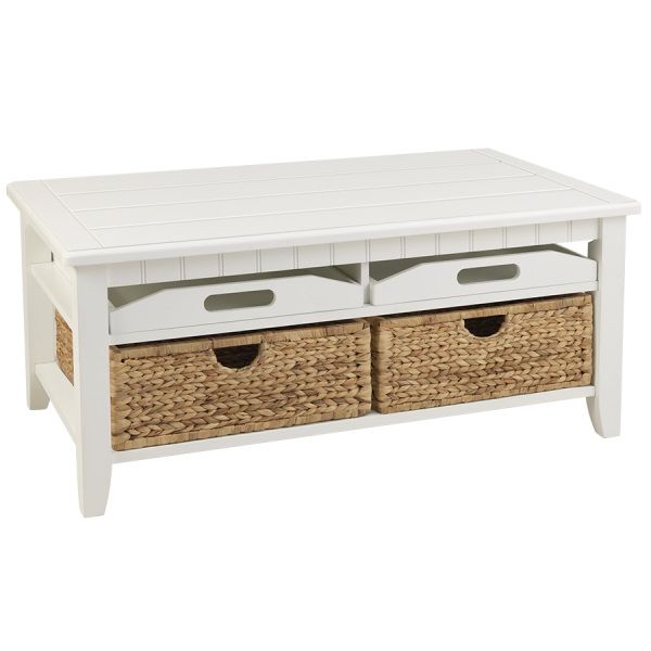 Santa Rosa Cocktail Table White 42x24x18H w/2 Baskets