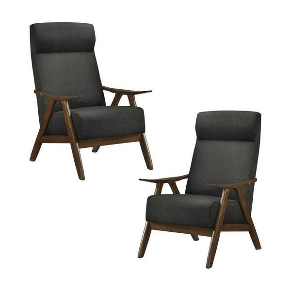Kalmar Accent Chair Dark Gray w/ Walnut Frame 29x32x43H