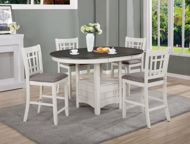 Hartwell Counter Height 5 Pc Table and Chair Set in Chalk and Gray