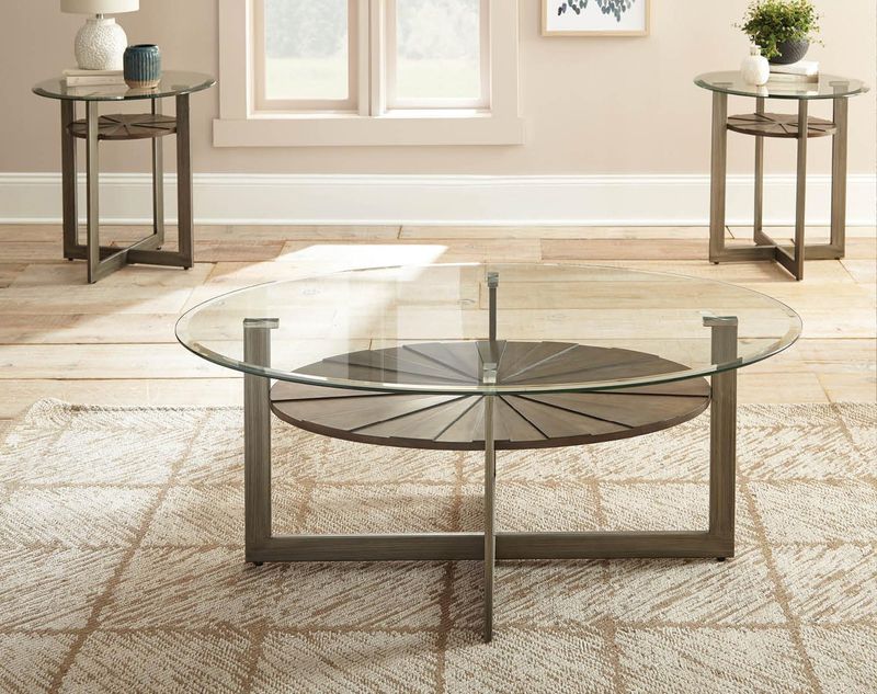 Olson 2 Pack  Coffee and  End Table Set 8MM Tempered Glass 48Wx30Dx19.25H