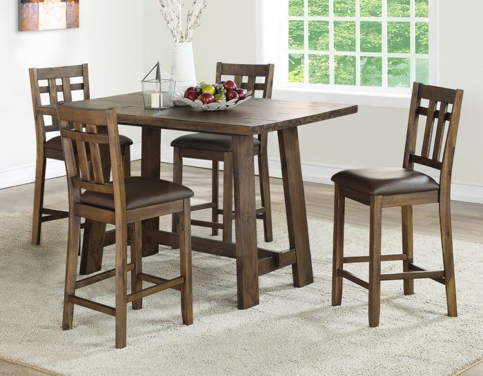 Saranac 5 Pack Counter Height Table and Four Chair Set