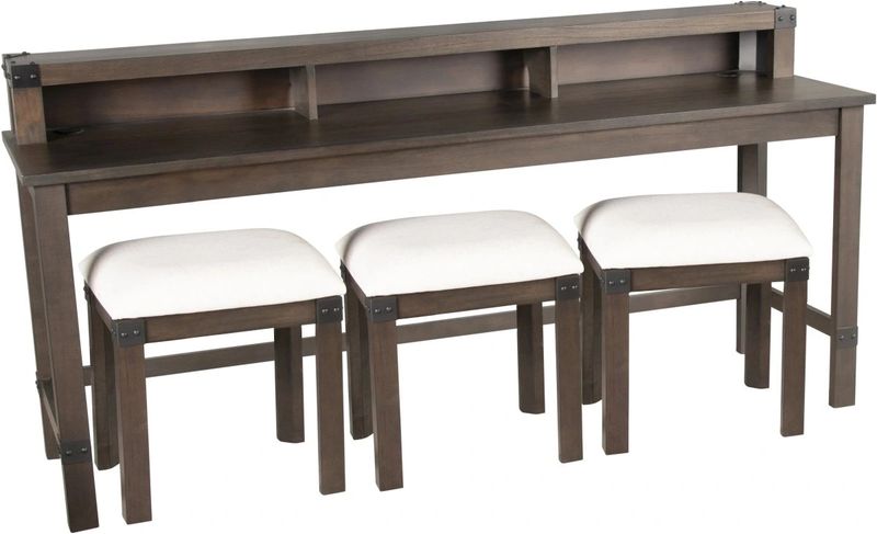 McKinley Vintage Brown Spice Console Desk and Stools