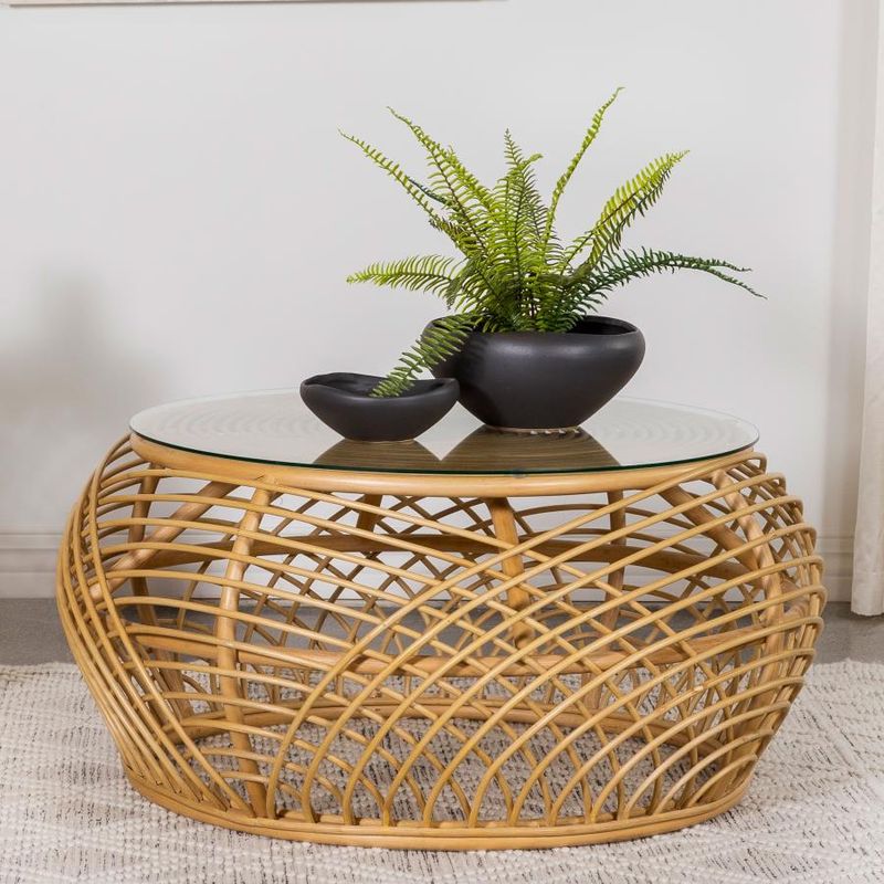 Dahlia Round Woven Rattan Coffee Table Natural