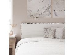 Horizontal Channeled Queen Headboard w/ Nail Trim in Light Gray