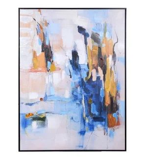 Blue Umber Abstract Framed Canvas 35&quot;Wx47&quot;Hx2&quot;D