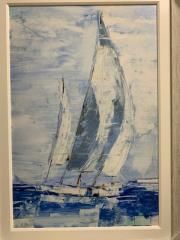 24x36 Blue Sail II w/ Driftwood Frame