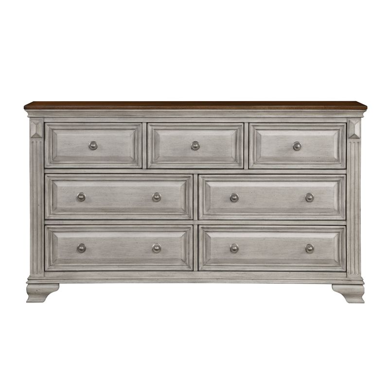 Marquette Collection Dresser in Brown Finish over Oak Veneers