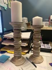 12" Candlestick in White Wash