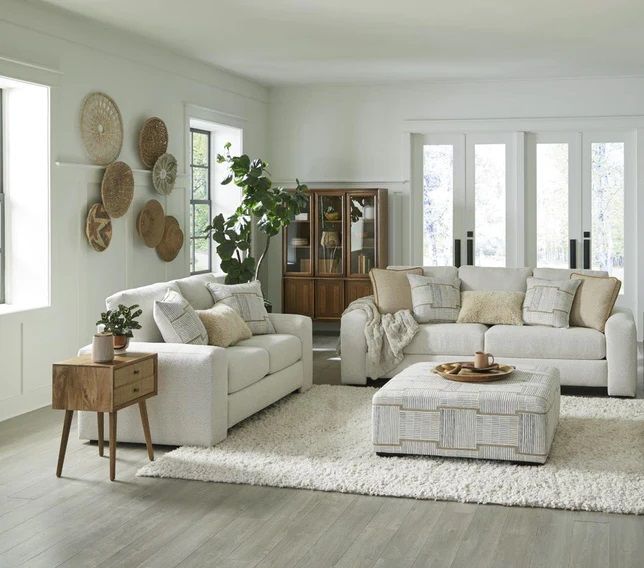 574 Pissaro Linen/ Lariat Buckskin/Tumero Wheat/Epsilon Flax/Yakety Yak Sand Sofa and Loveseat Set