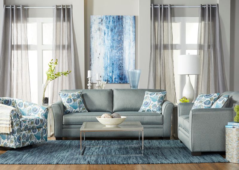 18500 Queen Sleeper in Grande Turquoise/ Sanibel Ocean w/Reversible Cushions