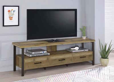 Ruston 71&quot; 3 Drawer TV Console in Weathered Pine 70.75Wx15.5Dx23.5H