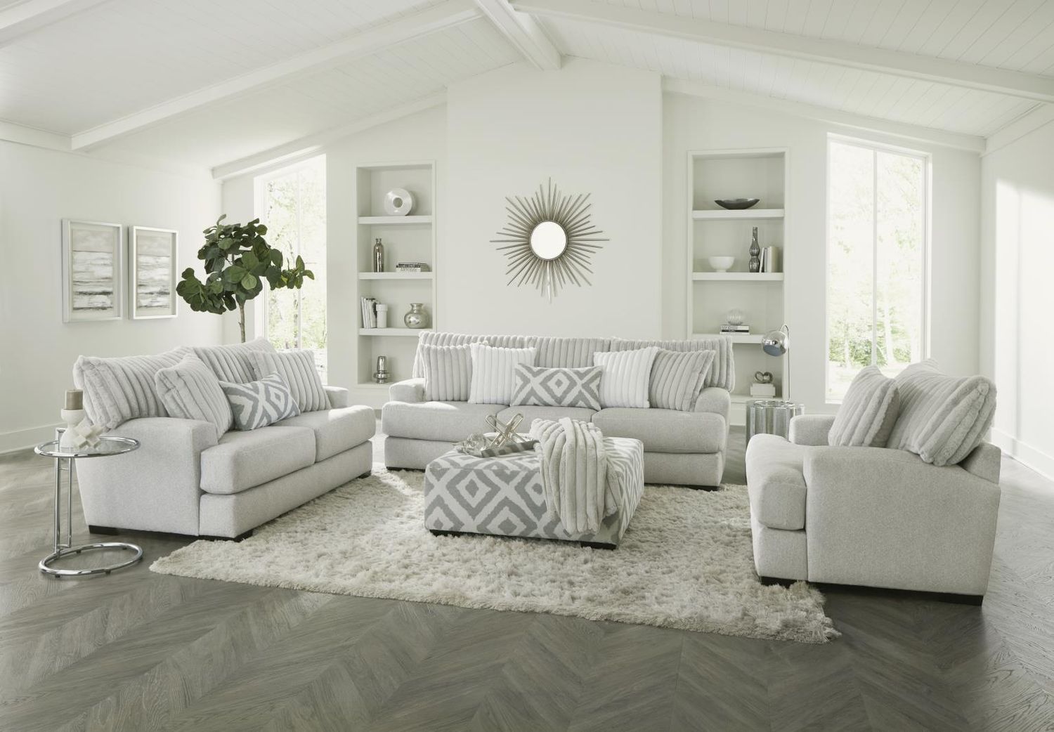938 OLA Large Scale Silver Cocktail Ottoman 41&quot;Dx41&quot;Wx20&quot;H