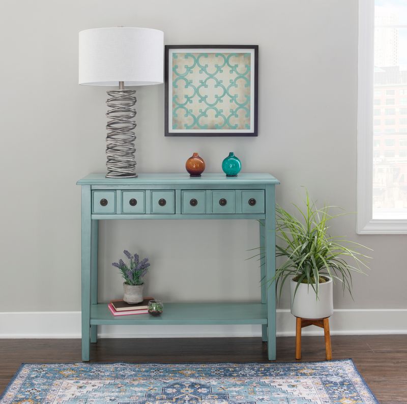 Sadie Teal Small Console  38 L X 13 D X 34.75 H