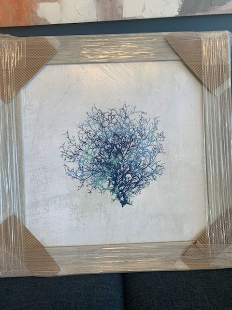 Mustard Coral in Blue 24X24