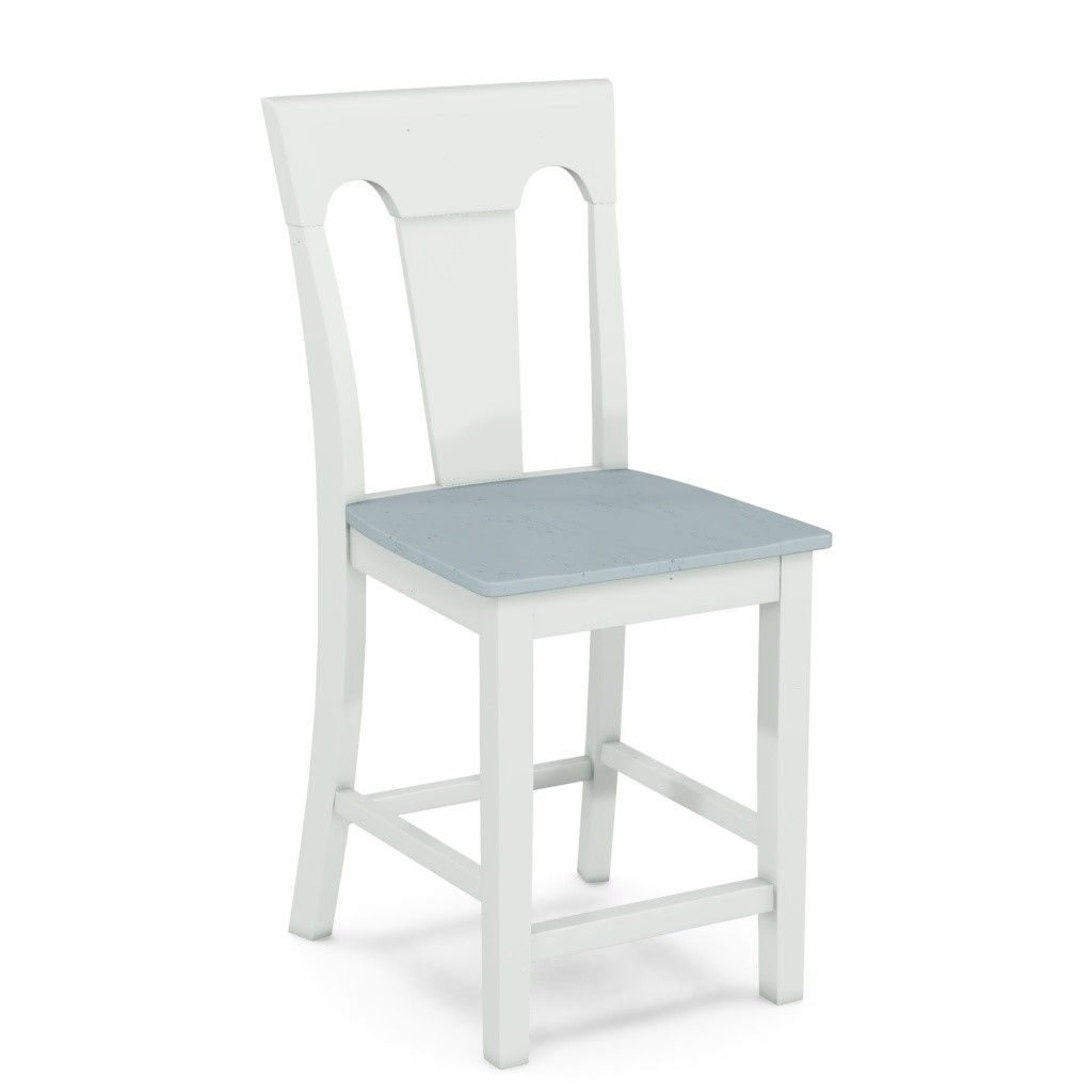 24&quot; Elle Stationary Counter Stool 19.1W x 21.7D x 41.9H Glacier HD Seat and Snow White Base