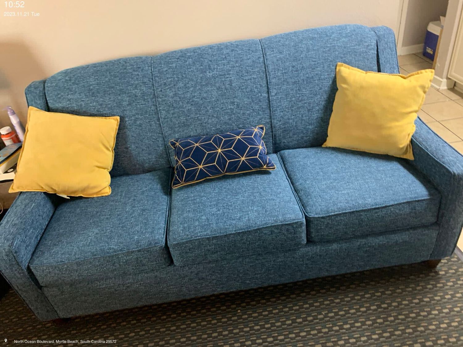 6085 Full Sleeper Sofa in Connelly Blue Bird