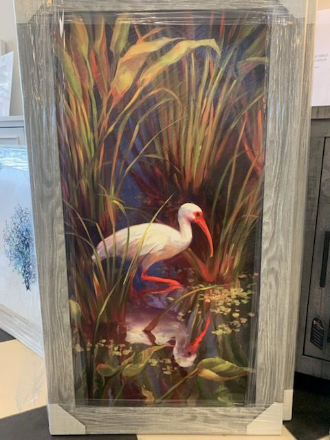 Multi Color Red Shore Bird Walking with Pink Bill 20x40