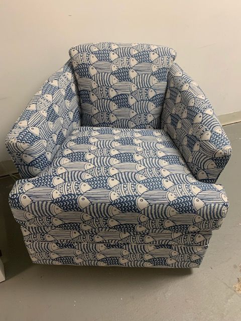 40SW Barrell Chair w/Swivel in Blue Fish-NR  (Grade Z) By Stanley