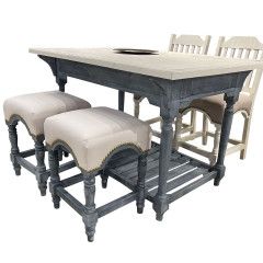 Sienna Kitchen Island with Ocean Base and Nero White Top