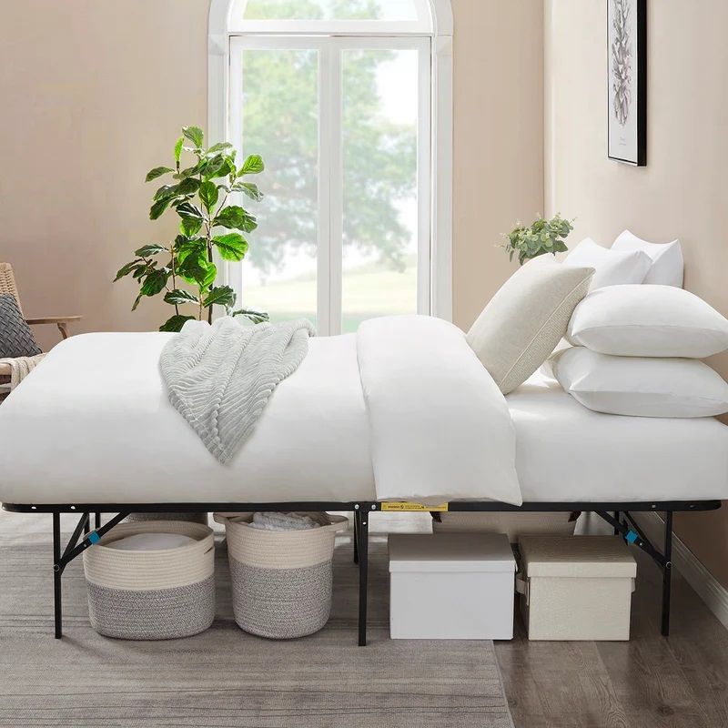 Sleeptone Foldable Metal Platform Storage Bed Frame Twin XL