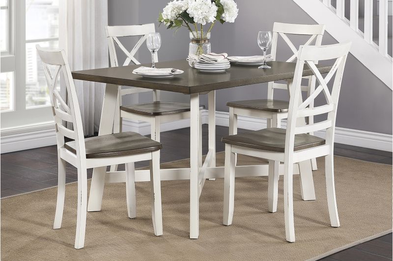 Troy Collection 5 Pc 2 Tone Dinette Collection in Cherry and White