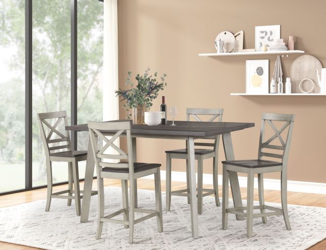 9605 Bailey Pub Height Dark and Light Gray Table and 4 Chairs