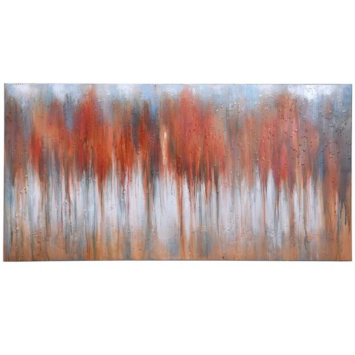 Fire Foliage Handpainted Canvas 60&quot;Wx1&quot;Hx30&quot;D