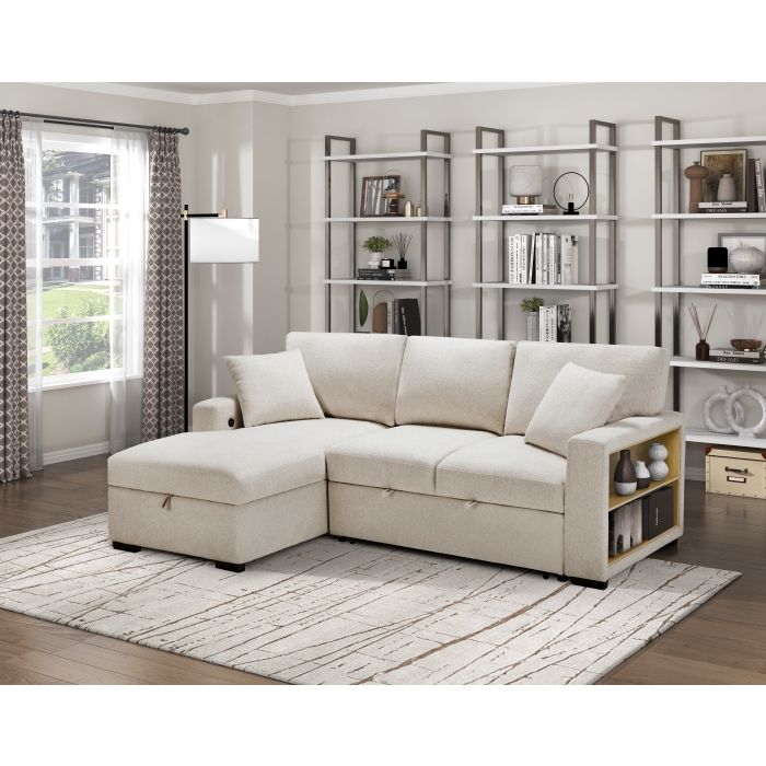 Pompano Sectional w/Left Chaise, Pull-Out Bed, Hidden Storage, and Charging Ports