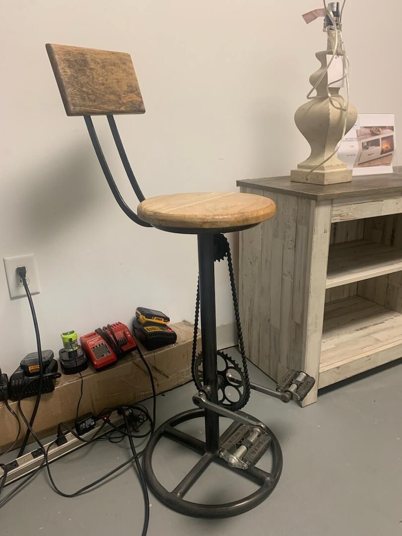Bike Pedal Bar Stool W/Back Aviad-BikeBack