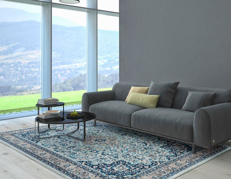 Emerald Barton Blue and Ivory Rug 6.7x9.7