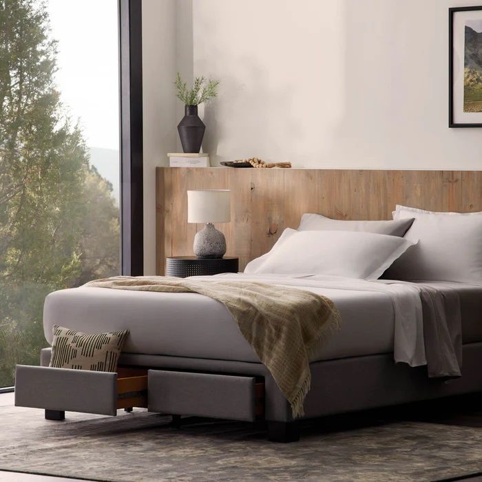 Malouf Duncan 2-Drawer Platform Bed King, Stone