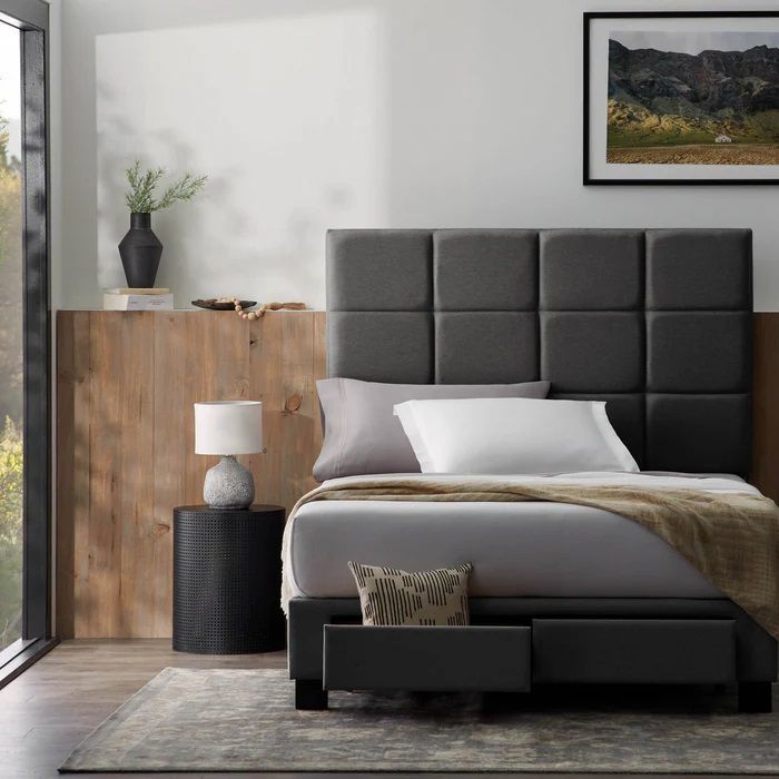 Malouf Duncan 2-Drawer Platform Bed King Charcoal