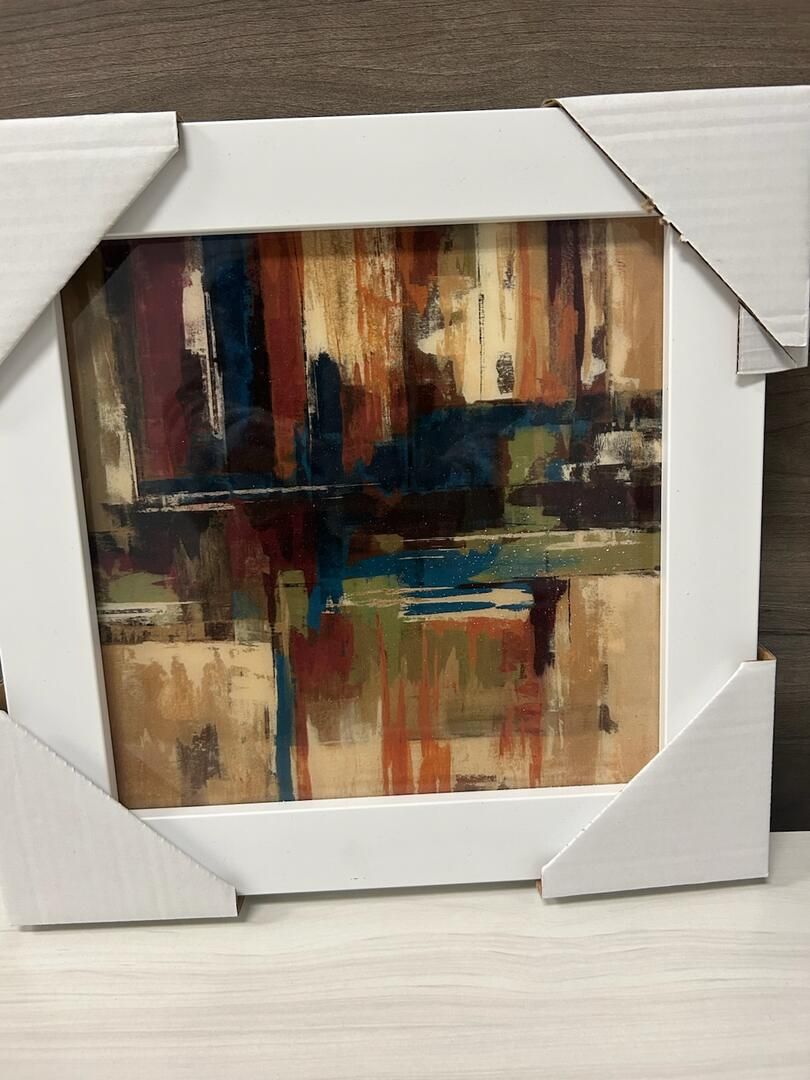Eucalyptus Bark Square 12Hx12W Epoxy w/1&quot; Matte White Frame DISCONTINUED- STOCK ONLY
