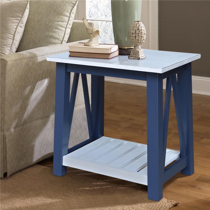 Chalk/Blue Surrey End Table 18D x 24W x 24H