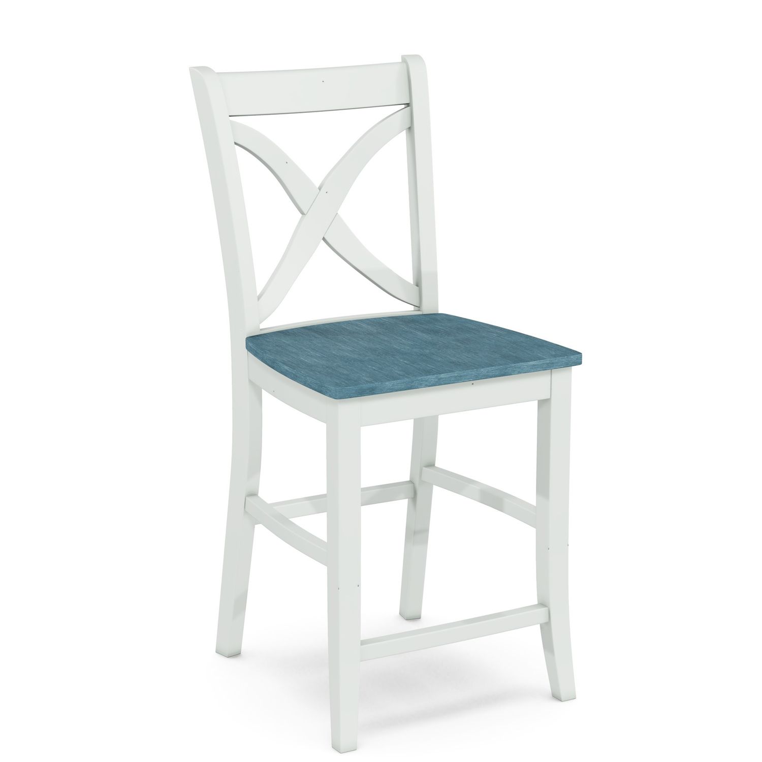 48&quot; Round Table in Iceberg w/Snow White Apron and Base with 4- 24&quot; Vineyard Stools in Snow White w/Iceberg Seats