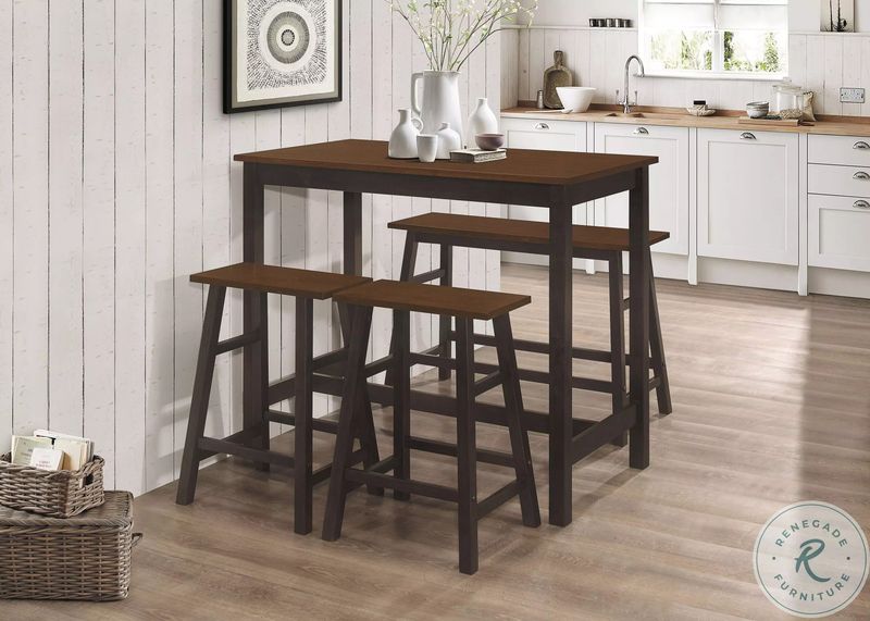 Connie 4 Piece Counter Height Set in Chestnut and Dark Brown