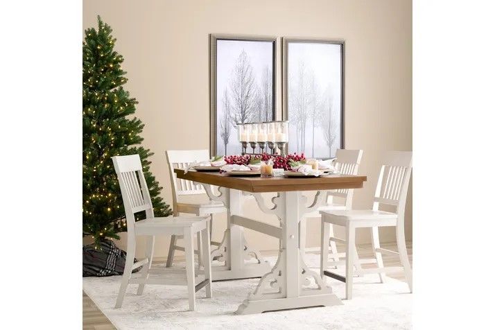 Hadley Slat Back Counter Stool in Weathered White