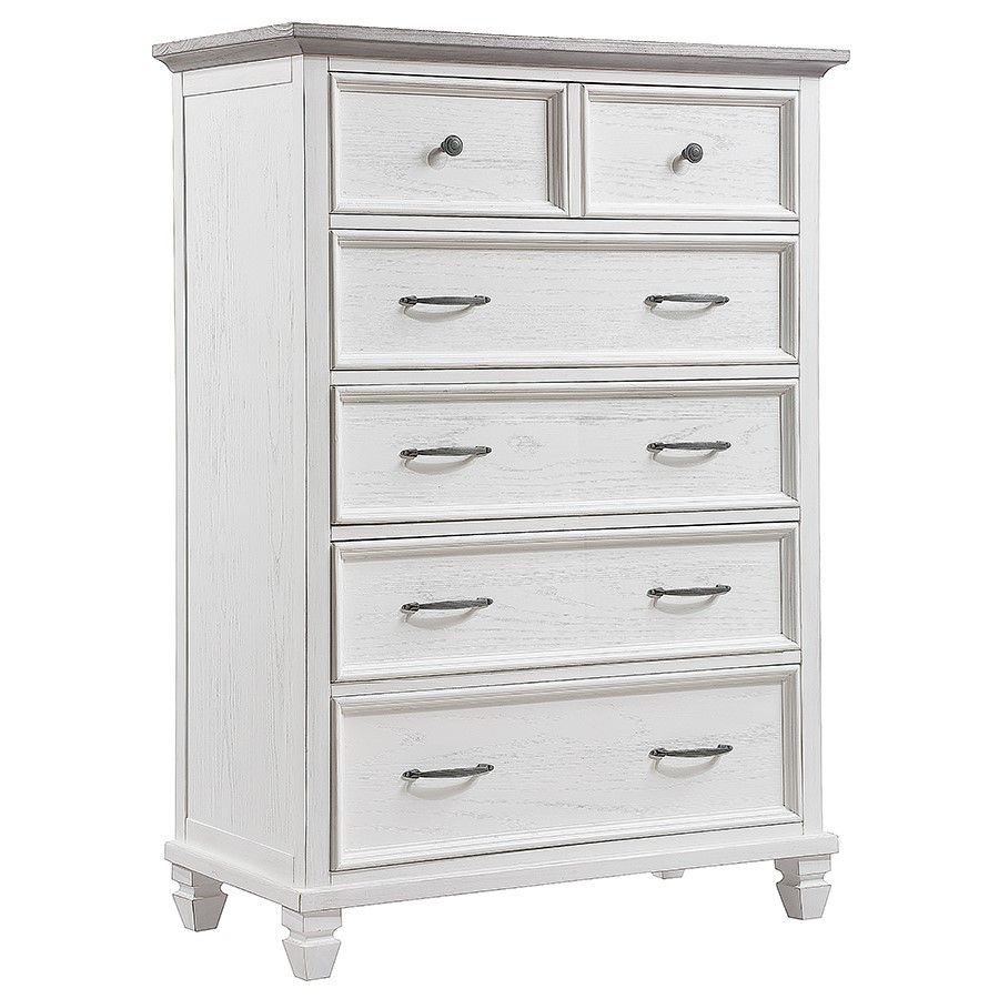 Charleston 5 Drawer Chest Dove Gray/Ant Brushed White 38 W x 19 D x 54 H in