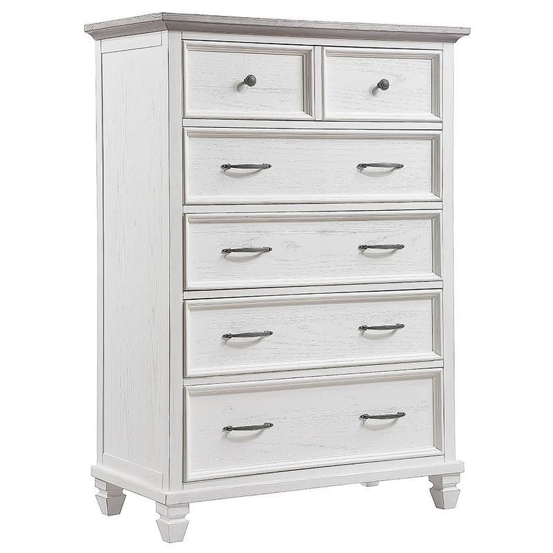 Charleston 5 Drawer Chest Dove Gray/Ant Brushed White 38 W x 19 D x 54 H in