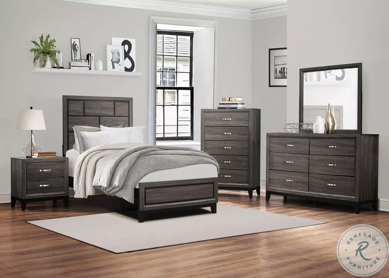Davi Collection Night Stand in Gray 23.5&quot;W x 16.5&quot;D x 24.75&quot;H