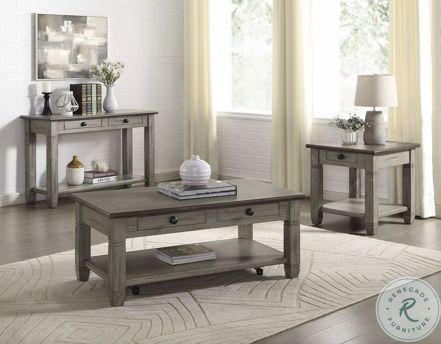 Granby Cocktail Table in Gray 48&quot;W x 26&quot;D x 20&quot;H