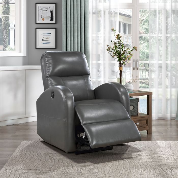 Wiley Contemporary Power Recliner with One-Touch Power Control in Gray W-29.5&quot; D-38.5&quot; H-41&quot;