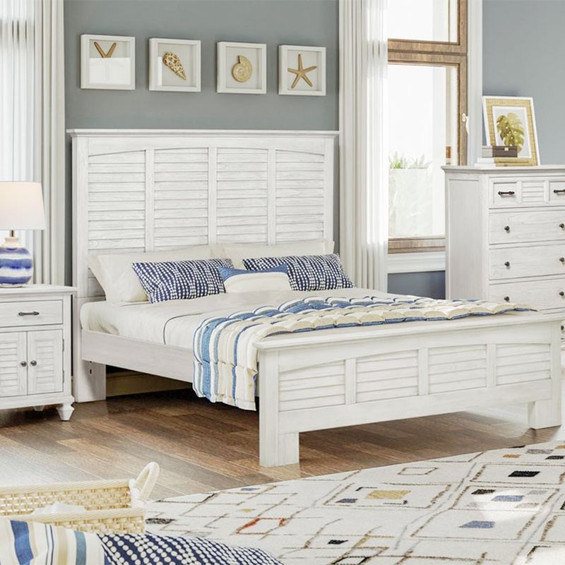 Surfside Queen Headboard in Weathered White Finish