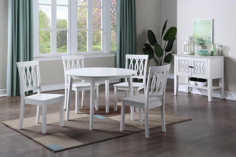 Naples Drop Leaf Dining Table in White 25-42Wx42Dx30H (TABLE ONLY)