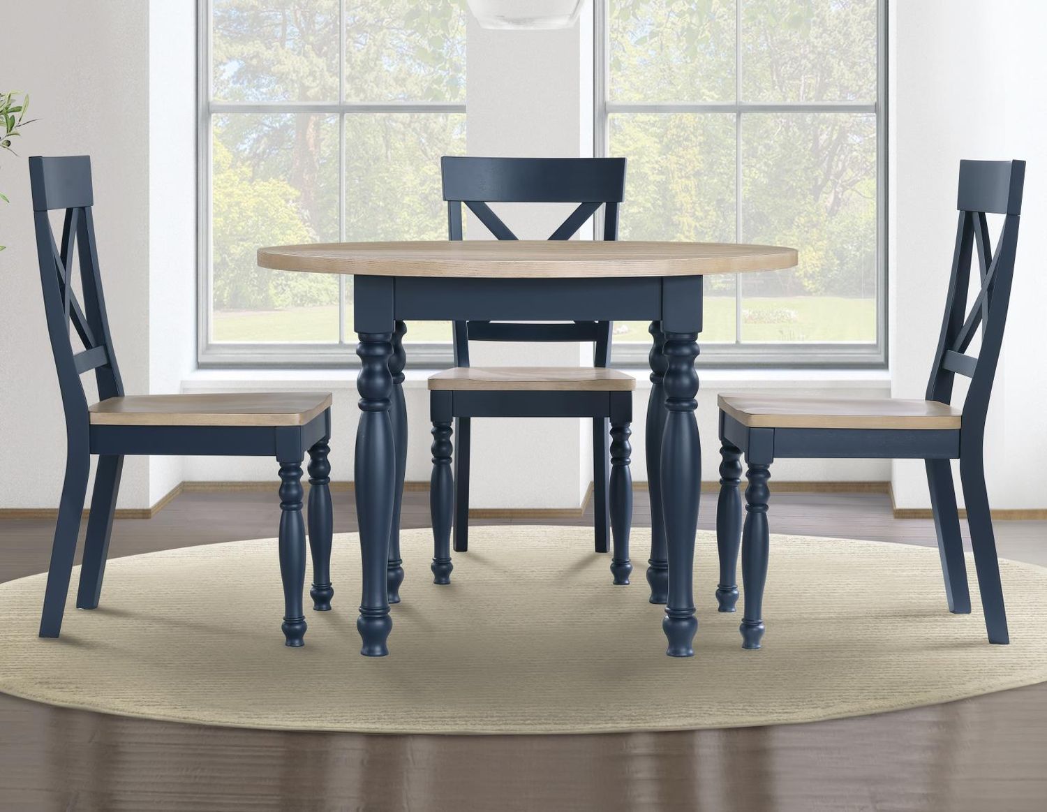 Darcy 5 Pc. Dining Set in Blue Finish (Table w/ 4 Chairs) 42&quot; Round