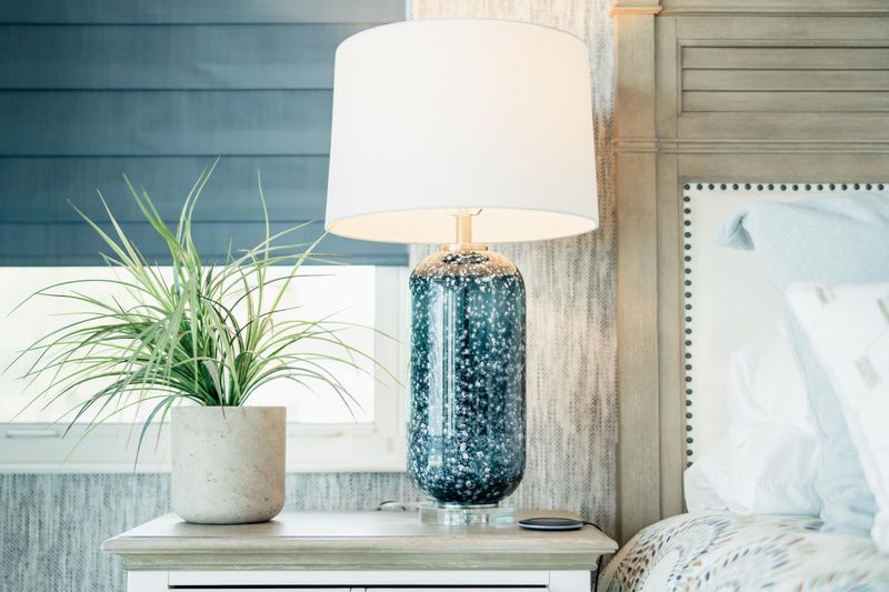 Tootsie  30-Inch Blue Glass Table Lamp with Crystal Base