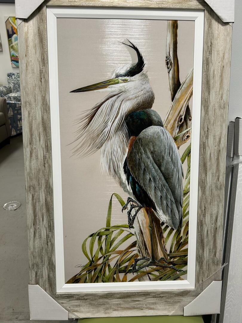 Blue Heron in the Wind 17 x 34