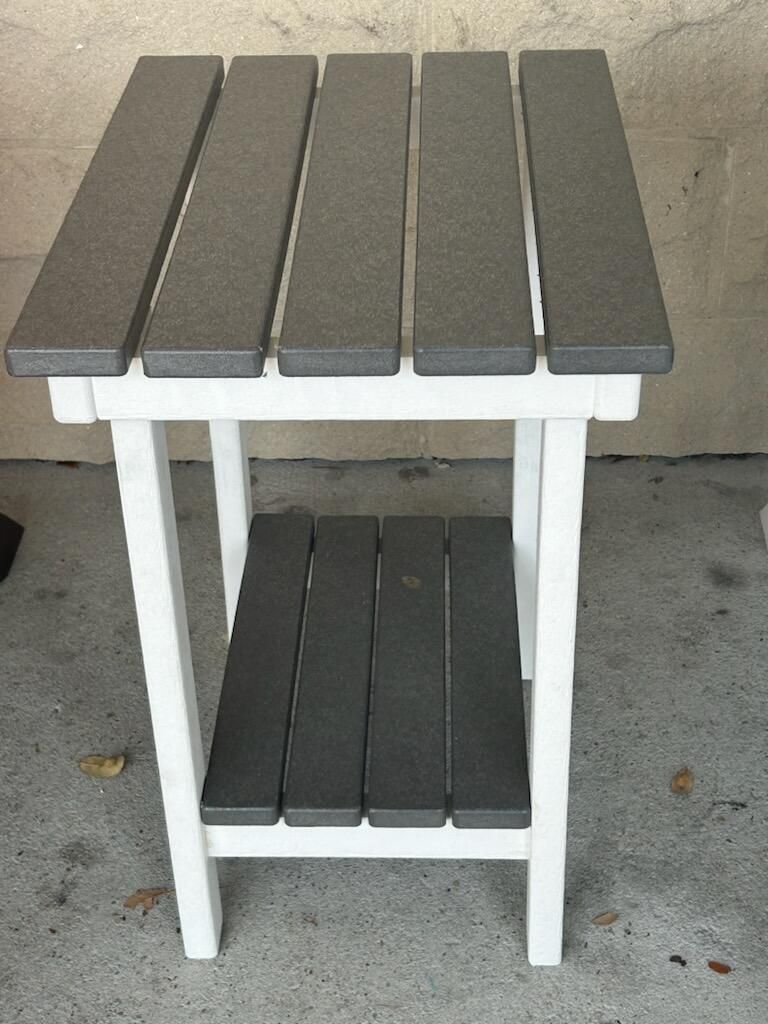 Outdoor Classic End Table in White and Slate Gray