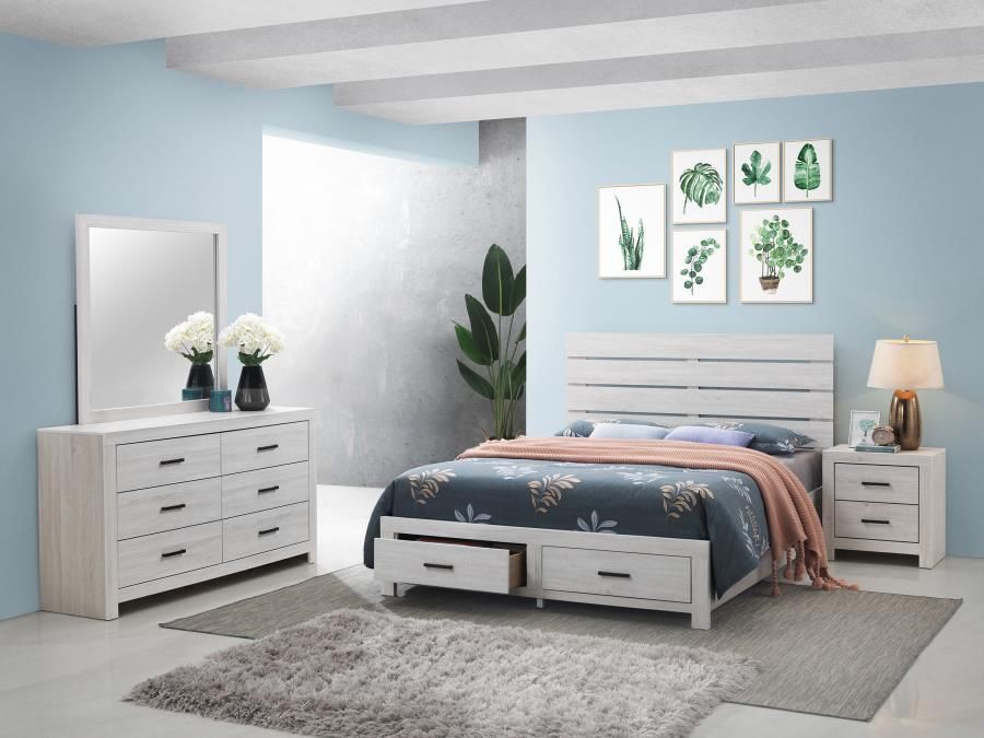 Brantford Wood  Eastern King Panel Bed in Coastal White