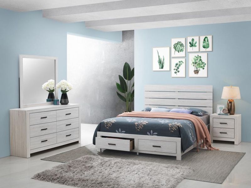 Brantford Wood  Eastern King Panel Bed in Coastal White